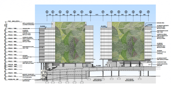 Mock-up of green wall installation to southern cores. The Long and the Short of it: C1 & C2 Batman's Hill