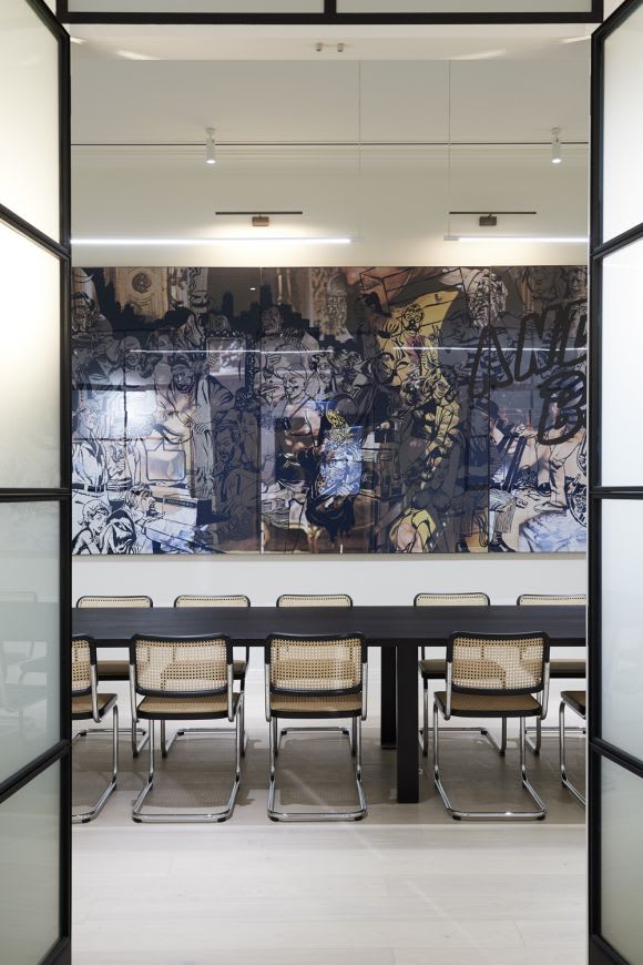 Black steel is interspersed amongst the clean white walls, providing a visual contrast. Image: Earl Carter A tour of Pitzy Folks' new Windsor office