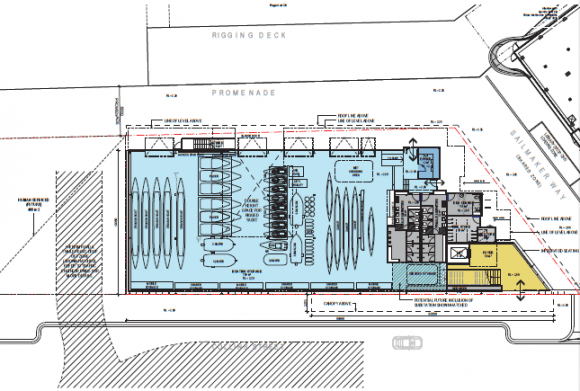 Ground Floor Plan showing boating activities. © Hayball Building a Community: Docklands Family Services & Boating Hub