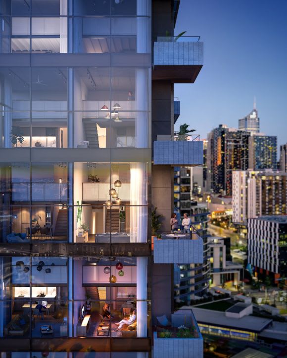 Escala NewQuay's stunning facade against a city backdrop Urban’s tour of the Escala NewQuay display suite