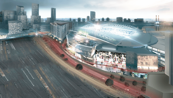Artist's impression of what an Etihad Stadium upgrade might look like. Image: AFL Etihad Stadium's redevelopment to improve links to CBD and Victoria Harbour