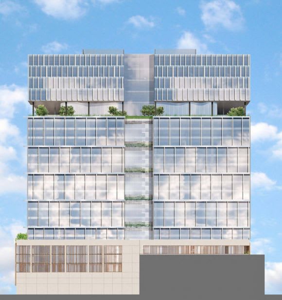 The revitalised plans to connect and refurbish the two existing structures. Australia's first twin tower conversion and refurbishment is underway