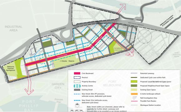 New grid layout from the Fishermans Bend Strategic Framework Plan - image © MPA Fishermans Bend Strategic Framework Plan released