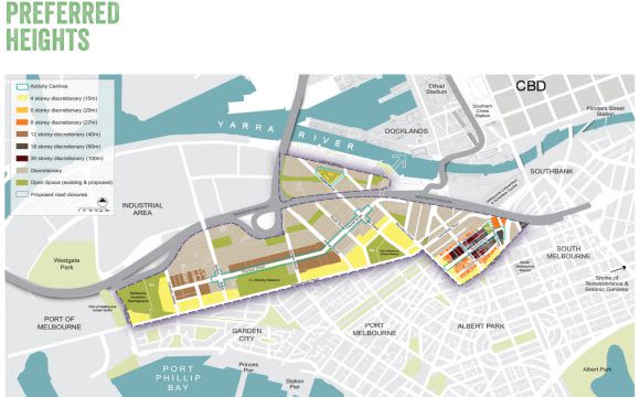 Preferred heights from the Fishermans Bend Strategic Framework Plan - image © MPA Fishermans Bend Strategic Framework Plan released