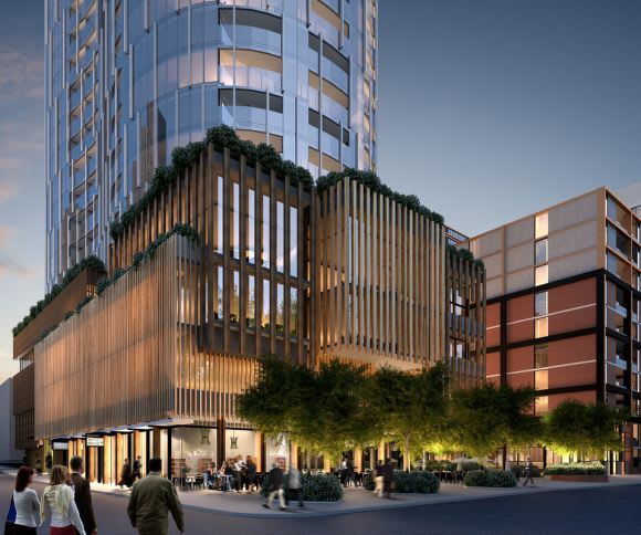 Podium perspective of Caydon's Moonee Ponds tallest. Planning image: Fender Katsalidis Moonee Valley flush with development activity
