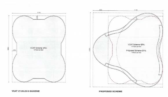 Floor plate comparison. © Bates Smart The Capitol of South Yarra