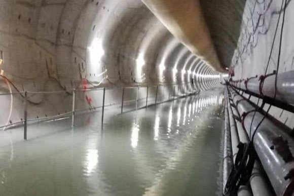 The flooded tunnel on the Forrestfield-Airport Rail Link (September 2018). Image: WA CFMEU Perth's Airport Rail Link delayed, now set to open in 2021