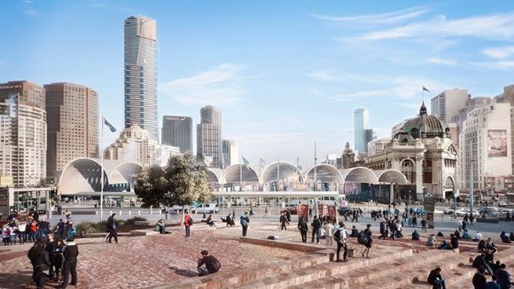 Winning Flinders Street Station Design Competition proposal by Hassell and Herzog De Meuron Red and Black Architect interviews Ted Baillieu, the architect premier