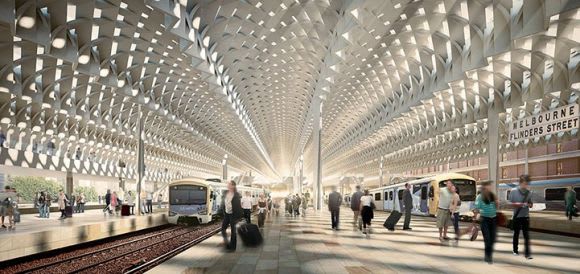 Winning Flinders Street Station Design Competition proposal by Hassell and Herzog De Meuron Red and Black Architect interviews Ted Baillieu, the architect premier