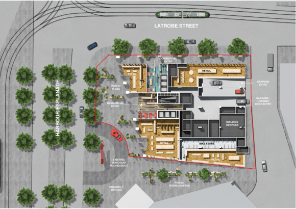 Rendered ground plane. © FKA The 4 Step > 695-699 La Trobe Street