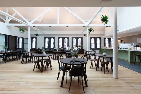The restored interiors celebrate the heritage fabric of the Georges Building. Image: Hub Australia Hub Australia launches 2nd Melbourne coworking space on Collins Street