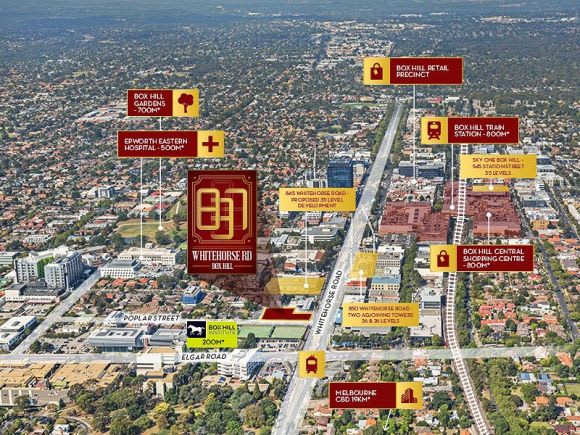 837 Whitehorse Road's location. Image: CBRE Box Hill stays busy with another major development unveiled