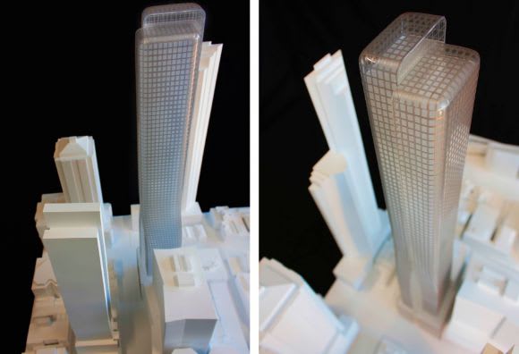 Indicative model included within the town planning document. Image © Bates Smart Softly does it: 555 Collins Street in detail
