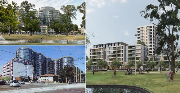 A comparative view of old and new. Images: JW Land and Architectus JW Land's Park Street proposal goes down a different design path
