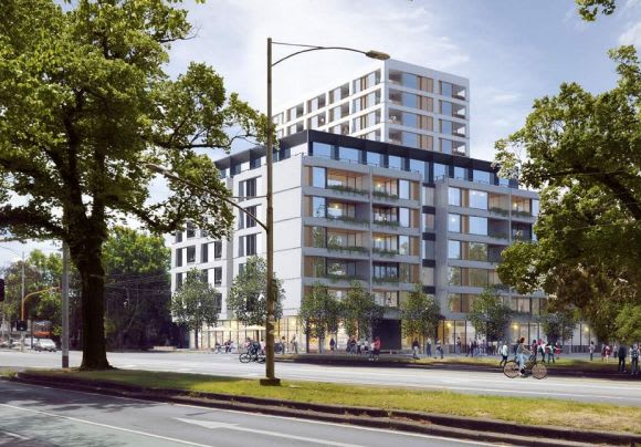 Royal Parade perspective. Planning image: Architectus JW Land's Park Street proposal goes down a different design path
