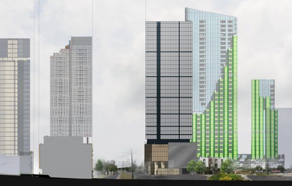 An early planning image depicting a taller 837 Whitehorse Road. Planning image: Fender Katdsalidis Box Hill stays busy with another major development unveiled