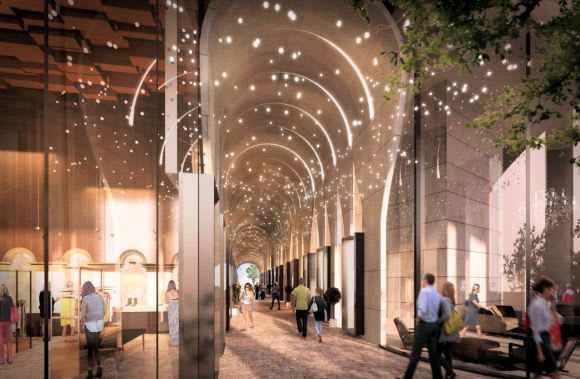Intended ground level pedestrian treatment. Planning image: Metier3 38 Freshwater Place's proponents ramp up their intentions