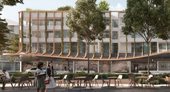 The prospective view from Gadigal Avenue. Planning image: Koichi Takada Architects Crown Group doubles up in Waterloo