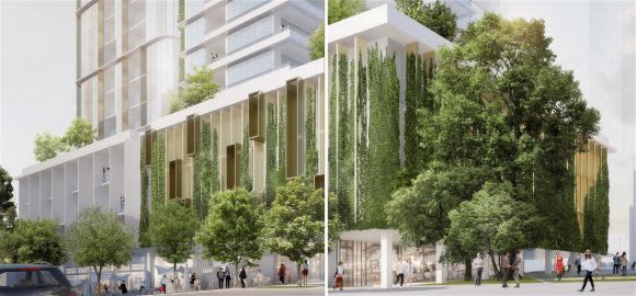 Street level perspective. Image: Architectus TWT sees a new purpose for a rezoned St Leonards site