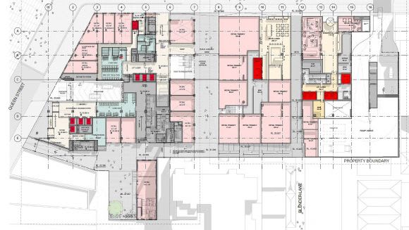 A retail heavy ground floor. Planning image: Bates Smart / 6 Degrees Architects Big numbers sought for PDG's Munro Site development