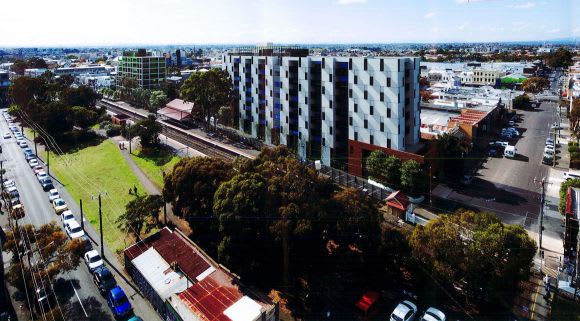 Aerial perspective of the Jewell Station redevelopment. Jewell Station redevelopment plans now before Moreland City Council