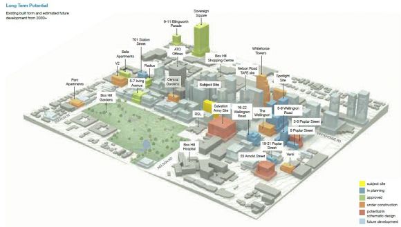 Urban Context Report image: SJB H & F Property enter Box Hill with 12-14 Nelson Road
