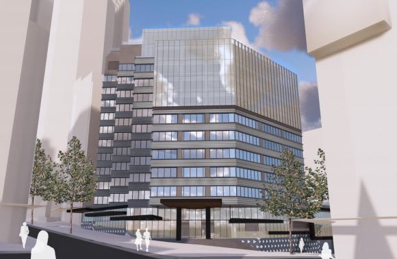 Street level perspective. Planning image: Fitzpatrick + Partners North Sydney's commercial market expands further with a Miller Street refub planned