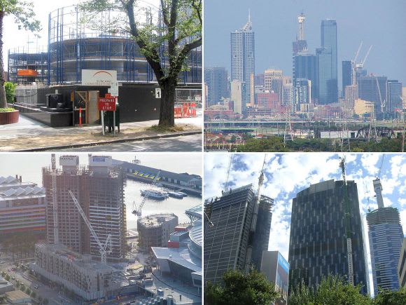 Eureka, Freshwater Place, Victoria Point and Yve Melbourne under construction in 2005