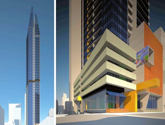 Artist's impressions of the proposed development. Image © Peddle Thorp Planning Application: 280 Queen Street, Melbourne