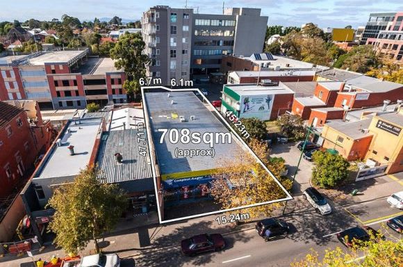 Part of the amalgamated development site. Image: CBRE Box Hill's latest tower proposal incorporates a public rooftop park