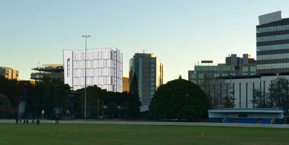 A crude representation of the expansion in situ. Image: Cox Architecture Holiday Inn stays ahead of the Mascot curve with a sizeable expansion planned