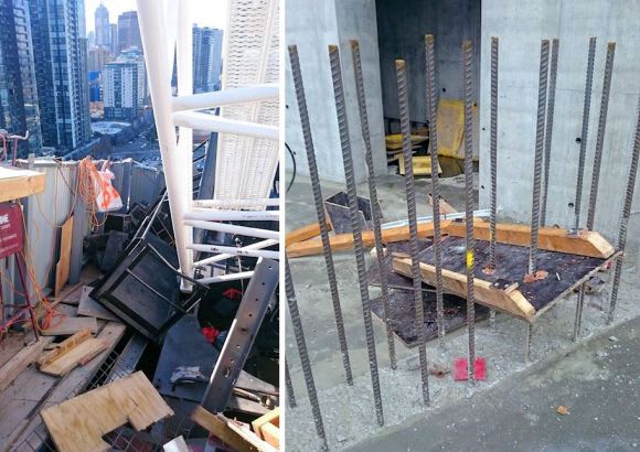 Images sourced via the CFMEU Victoria Facebook page Inside Marco Melbourne's tower crane collapse
