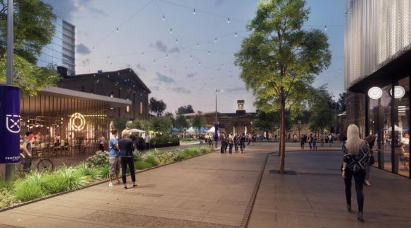 Pentridge Coburg's public realm perspective. Image: pentridgecoburg.com.au Placemaking at Pentridge for an improved social and design outcome