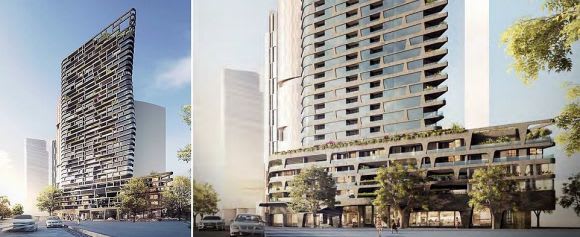 Slightly varying designs for Normanby Road. Planning images: Hayball Fishermans Bend's development scene rumbles back to life