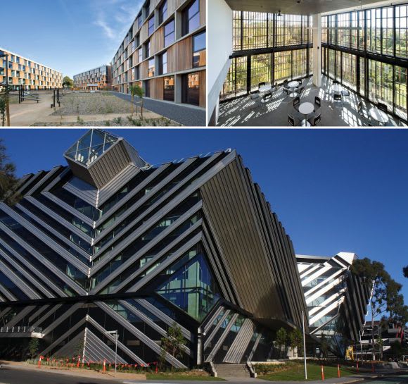 Student residences & New Horizons. Housing images courtesy melbournedesignawards.com.au/ Monash University Clayton's design and construction boom
