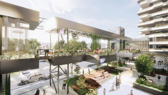 Open space fronting Rosslyn Street. Image: Rothelowman Spencer Street approved, Festival Hall hits heritage hurdle in West Melboune