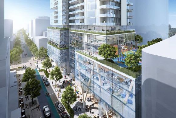 Podium space envisaged for 601 Pacific Highway. Planning image: Architectus Stockland plans to supersize its St Leonards renewal opportunity