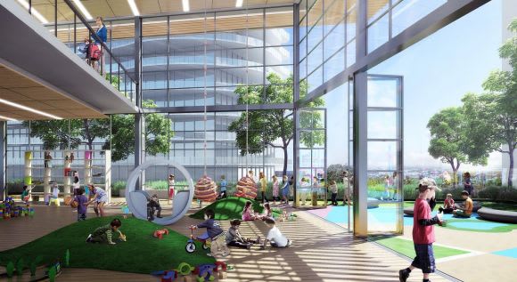 A childcare centre with a view. Planning image: Architectus Stockland plans to supersize its St Leonards renewal opportunity
