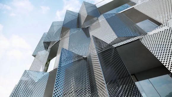 Riverina's penthouses with their distinctive exterior. Image courtesy CBRE Footscray's Riverina Apartments powers ahead