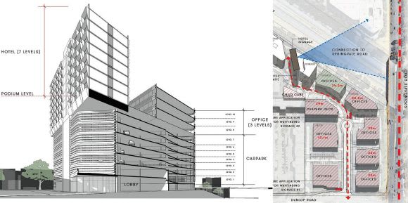 12 Nexus Court. Planning image: Technè - Gray Puksand Salta pursues Mulgrave's first hotel