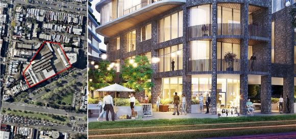 Site aerial and new street level finish. Images: Yarra City Council and GURNER Resentment remains as GURNER gains approval for Queens Parade