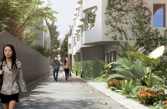 Rendered activation of 16 Wellington Street's laneway. Planning image: Elenberg Fraser Some relief from an otherwise boxy outcome