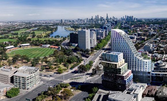Aerial perspective of the project. Image courtesy Plus Architecture St Kilda Junction subject to its biggest development yet