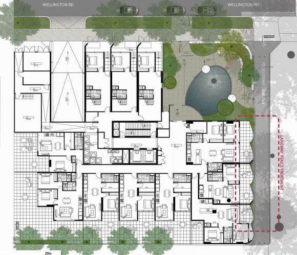 Plaza and laneway format. Planning image: Rush \ Wright Associates Some relief from an otherwise boxy outcome