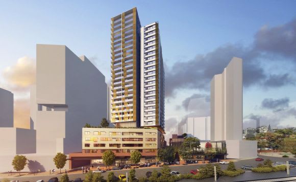 Aged care among many purely residential towers. Image: Architectus Stockland moves on the nation's tallest integrated aged care development