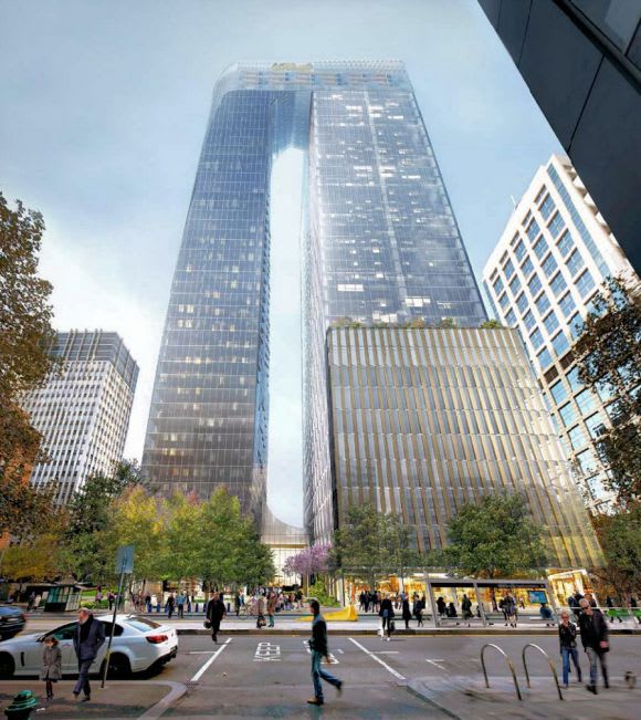 Hero perspective of 433-455 Collins Street. Image courtesy Woods Bagot/SHoP Architects A new Melbourne icon squarely in Minister Wynne's hands: 447 Collins Street