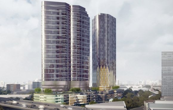 Aerial perspective. Image: XO Projects Is this DEC Australia's revamped City Road endeavour?
