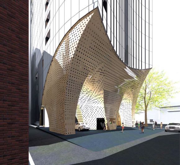 Street level interface. Image courtesy DKO Architecture Figtree's Melbourne foray: 293-303 La Trobe Street, Melbourne