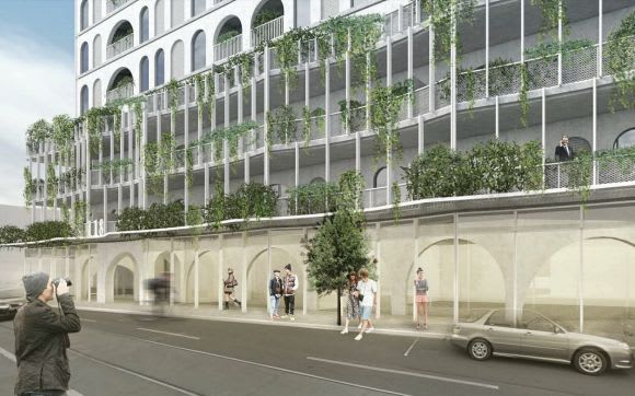Lygon Street frontage. Planning image: Architects EAT Having your cake and EATing it on Brunswick East's Lygon Street