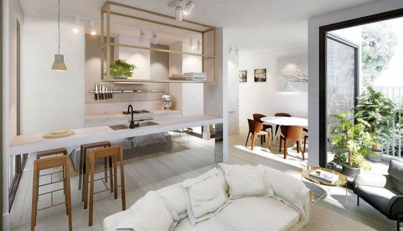 A garden living exemplar, similar to what can be expected within the project. Planning image: Bates Smart Lian Beng Group enter Melbourne with 596 St Kilda Road
